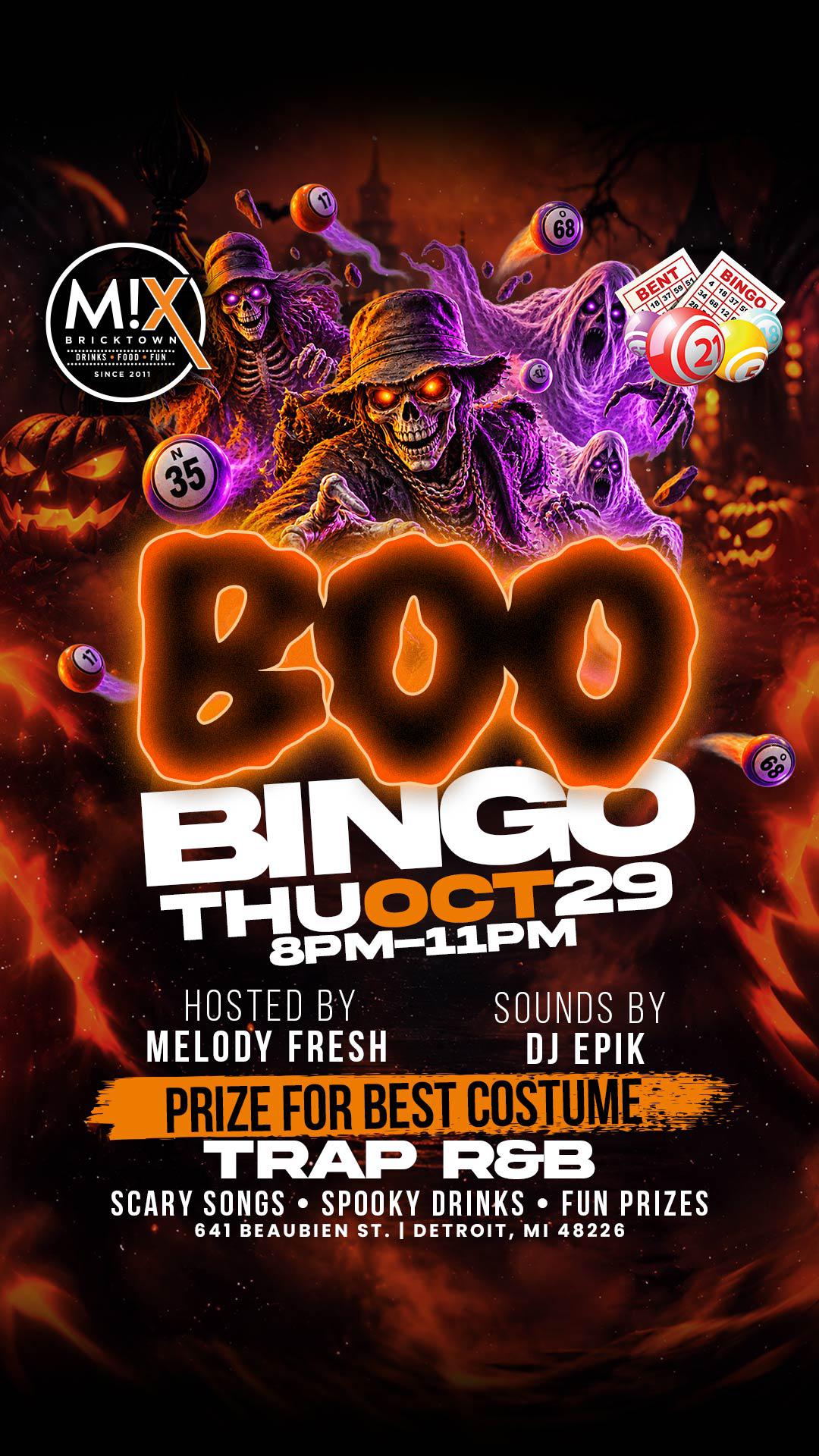 Boo Bingo flyer, Mix Bricktown, Thursday 10/29