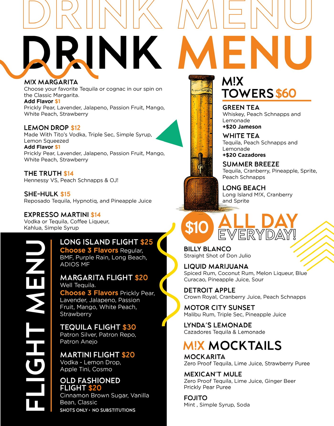 M!X Bricktown Drink Menu