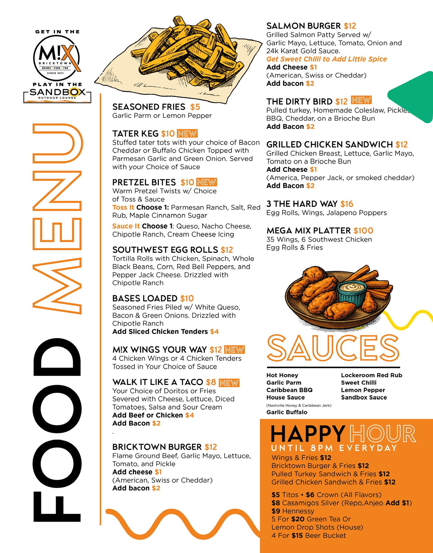 M!X Bricktown Food Menu